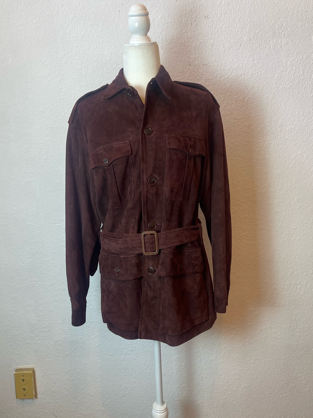 Vintage Purple Label  Ralph Lauren Collection 100% Suede utility jacket size 6